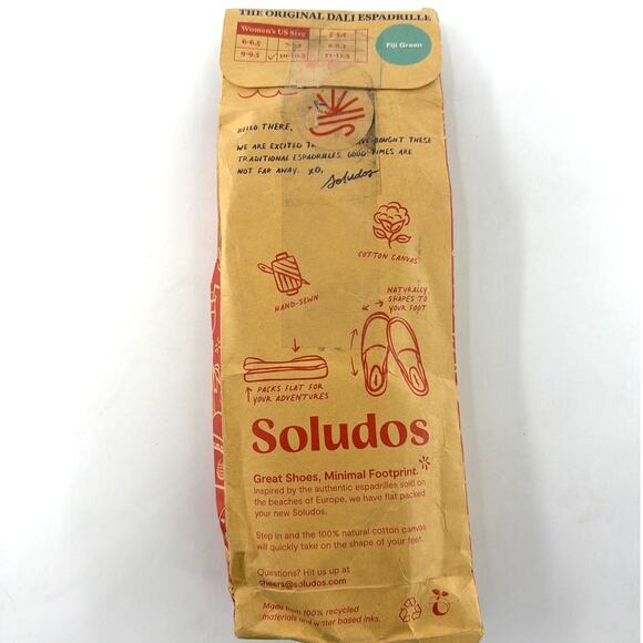 Soludus Women's Fiji Green The Dali Original Espadrille Shoes Size 9-9.5 - Picture 3 of 9